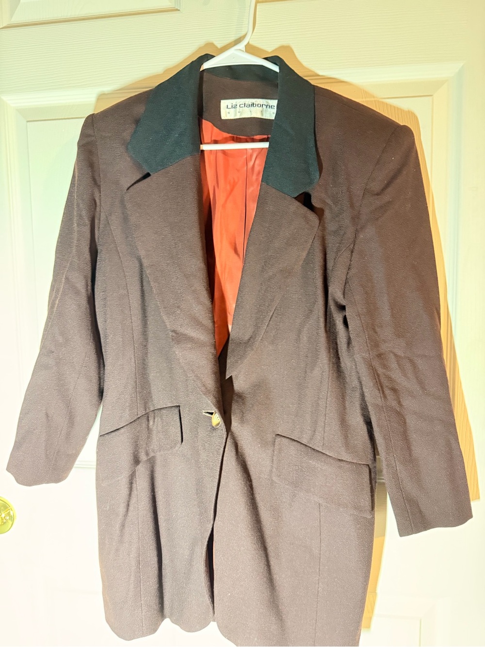 Liz Claiborne Brown Blazer with Black Collar